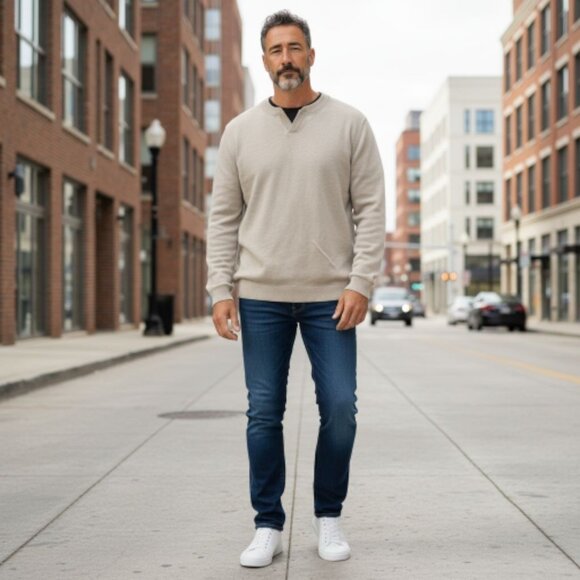 Tommy Bahama Sweater Cotton Soft Open V-Neck Pullover Mens Size XL Beige - Picture 3 of 8